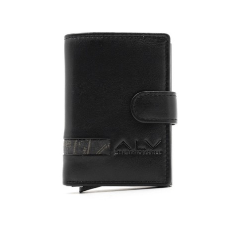 Portafoglio uomo portacarte in pelle nero con chiusura ALV by Alviero Martini