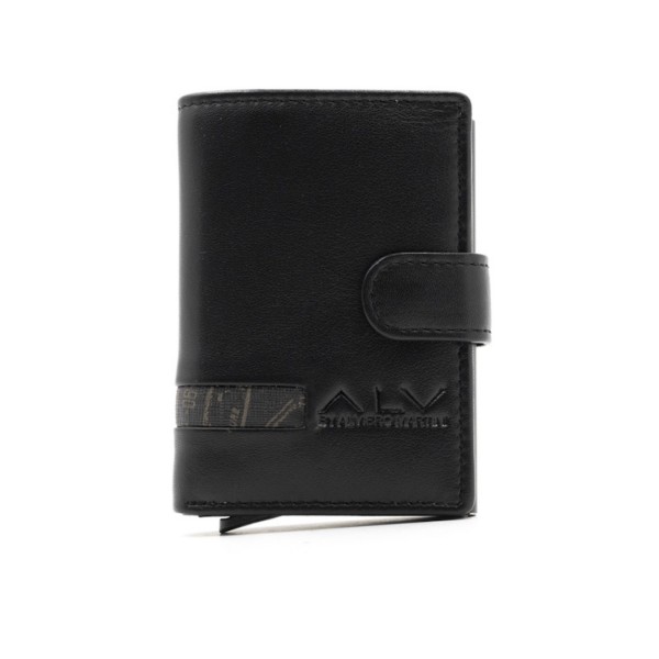 Portafoglio uomo portacarte in pelle nero con chiusura ALV by Alviero Martini