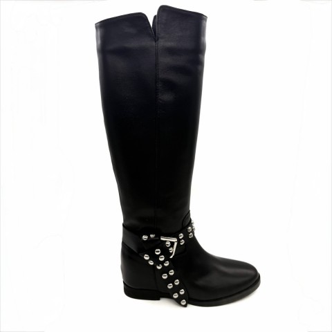 Stivale nero in pelle lungo donna Kimera