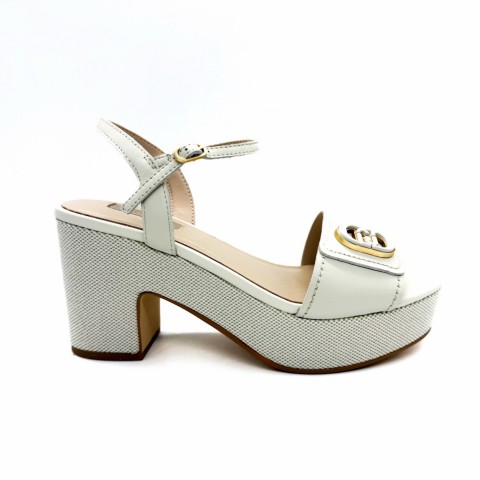 Sandalo bianco latte con tacco largo donna Liu jo