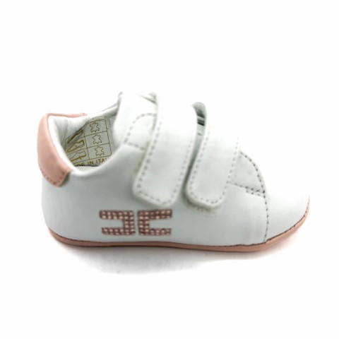 Sneaker in pelle bianca da culla neonata bambina Elisabetta Franchi la mia bambina