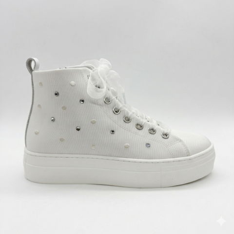 Sneaker bianca alta con strass bambina Andrea Morelli