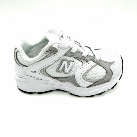 Sneaker bianca grigia bambino lacci elasticizzati New Balance 408