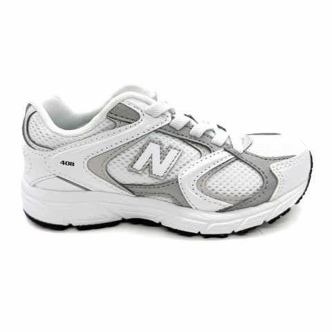 Sneaker bianca e grigia bambino lacci elasticizzati New Balance 408