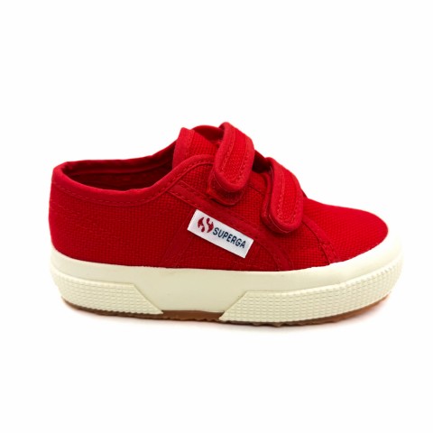 Sneaker canvas rossa junior con velcro bambino unisex Superga 2750
