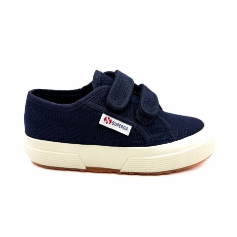Sneaker canvas blu junior con velcro bambino Superga 2750