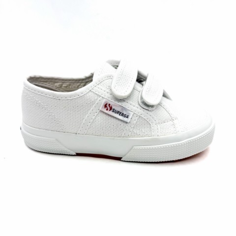 Sneaker canvas bianca junior con velcro bambino Superga 2750