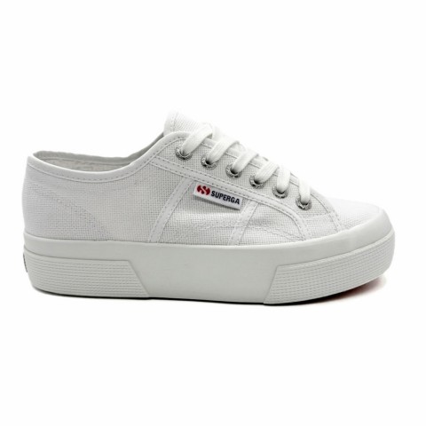 Sneaker canvas bianca con lacci platform donna Superga 2750