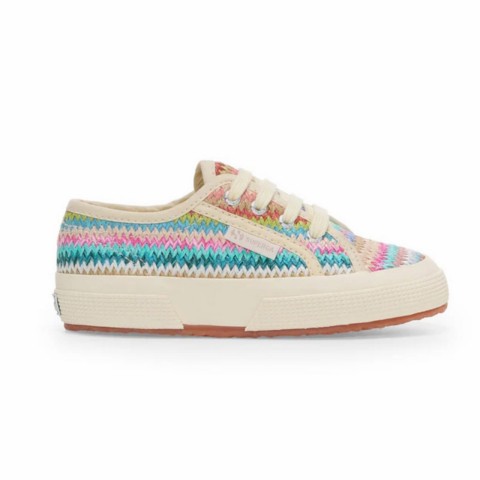 Sneaker lilla multicolor rafia bambina Superga 2750