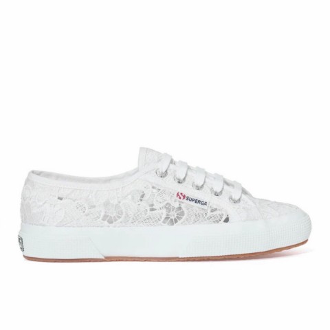 Sneaker cotone bianca pizzo macramè donna Superga 2750
