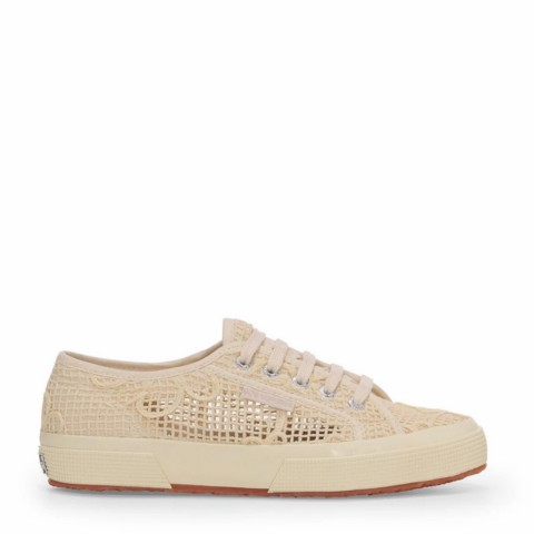 Sneaker donna cotone beige uncinetto Superga 2750