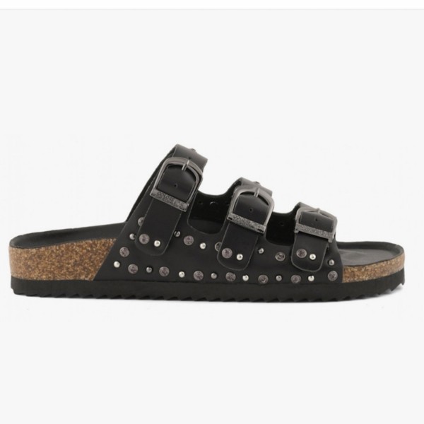 Sandalo pelle nero e strass donna Colors of California