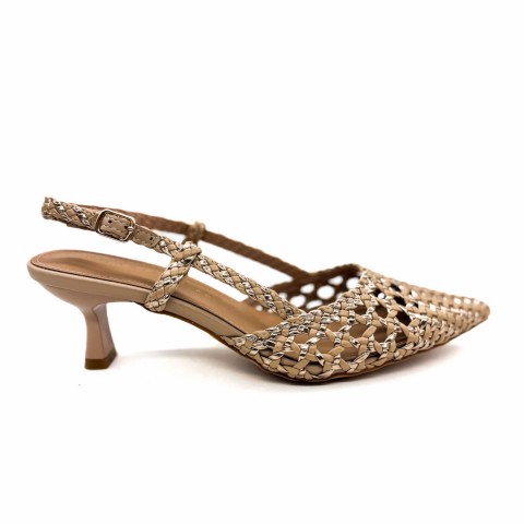 Slingback intrecciata nude e bronzo donna Kharisma