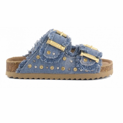 Sandalo bambina in denim e strass Colors of California