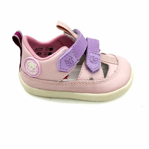 Scarpina sandalo pelle rosa bambina Naturino barefoot