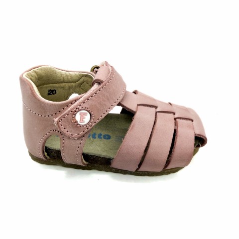 Sandalo semi chiuso in pelle rosa bambina Falcotto