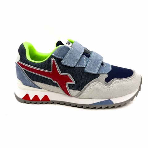 Sneaker grigia blu bambino W6YZ