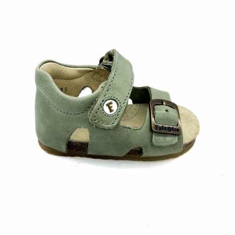 Sandalo vera pelle verde salvia bambino Falcotto