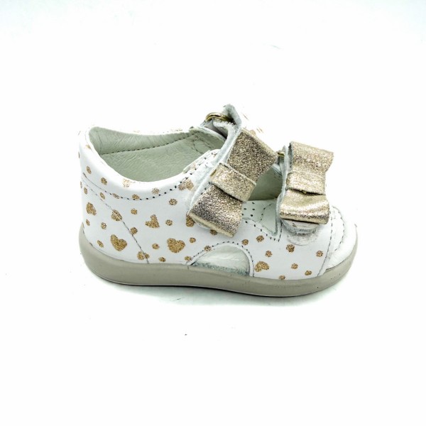 Sandalo pelle bianco e platino bambina Falcotto