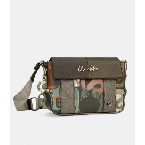 Borsa a tracolla con patta verde bronzo donna Anekke