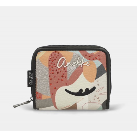 Portafoglio rigido piccolo nero e multicolor donna Anekke