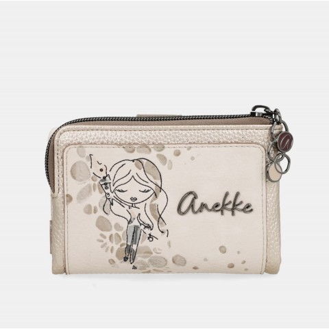 Portafoglio medio beige platino donna Anekke