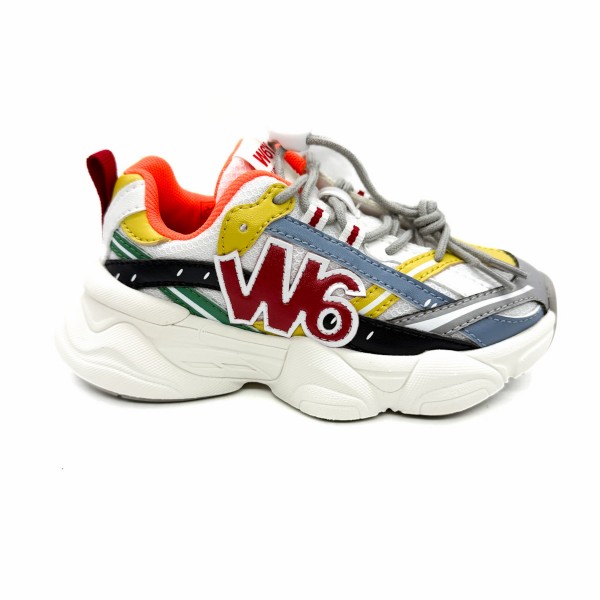 Sneaker grigia, bianca e multicolor bambino W6YZ