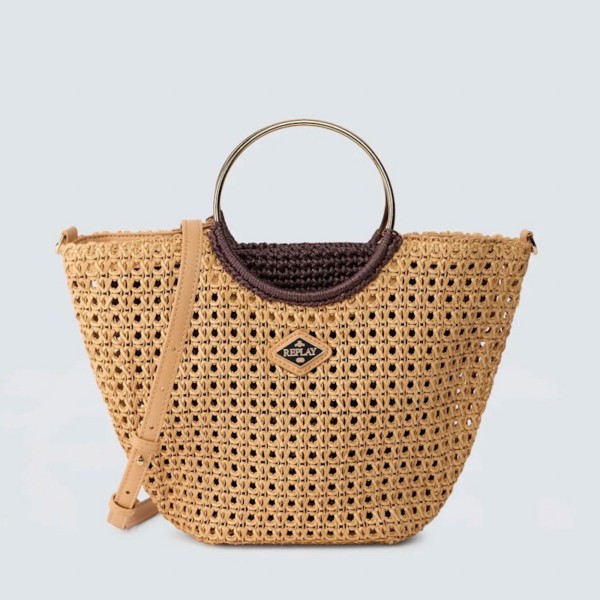 Borsa beige con lavorazione intrecciata donna Replay
