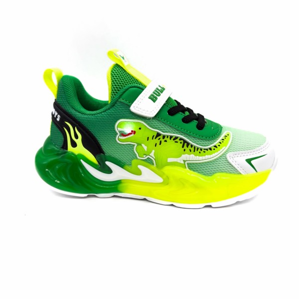 Sneaker con luci bianco verde Jurassic Rex bambino Bull Boys