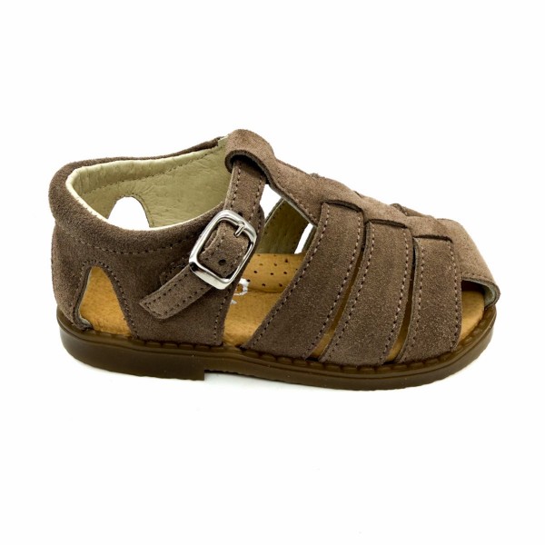 Sandalo pelle scamosciata tortora bambino Panyno