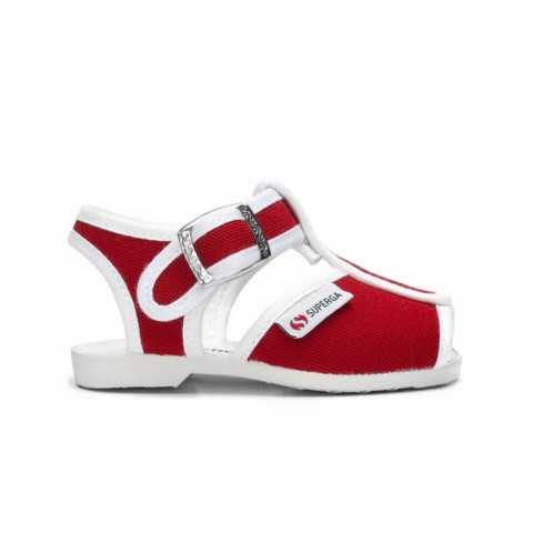 Sandalo open toe in cotone rosso bambino Superga 1200-cotj