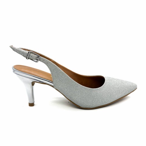 Slingback argento glitter donna Vizzano