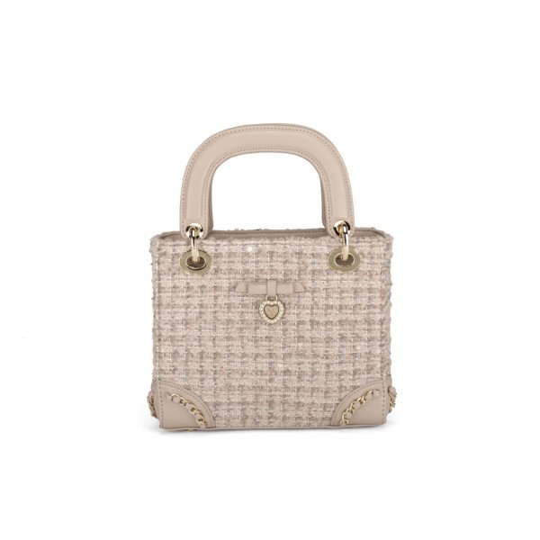 Borsa a mano tweed color rosa antico donna Atelier du Sac