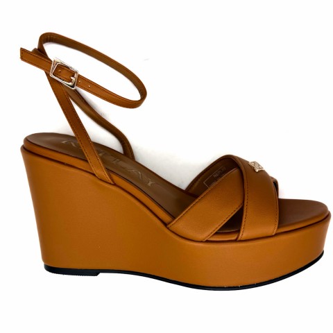 Sandalo cuoio con zeppa e plateau donna Replay