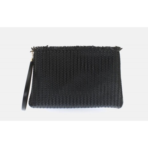 Pochette manico frange nero donna Kharisma