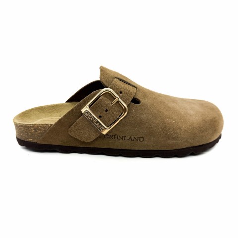 Sabot pelle scamosciata tortora donna Grunland