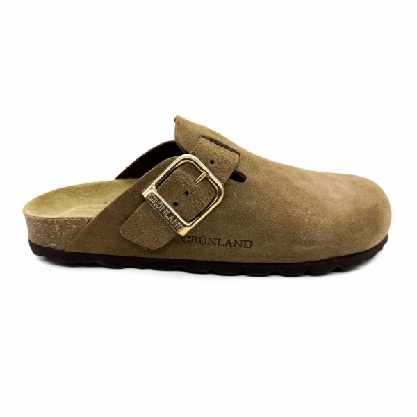 Sabot pelle scamosciata tortora donna Grunland