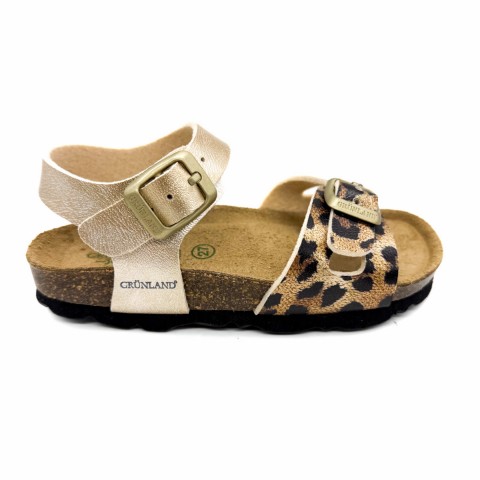 Sandalo animalier platino bambina Grunland