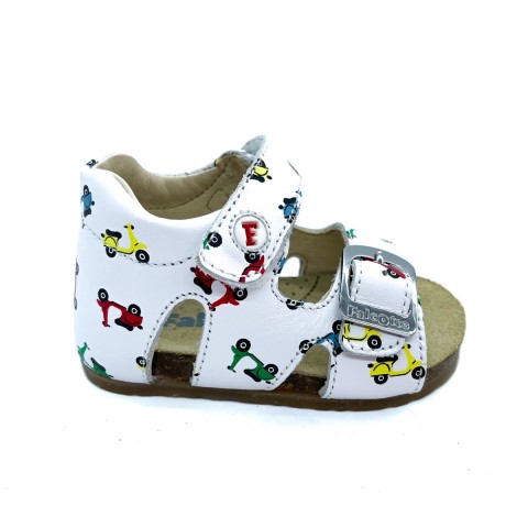 Sandalo in pelle bianca stampata bambino Falcotto