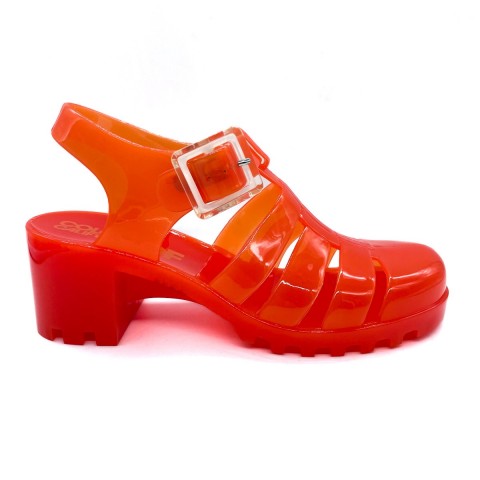 Sandalo arancio fisherman con tacco donna Colors of California