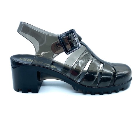 Sandalo nero fisherman con tacco donna Colors of California